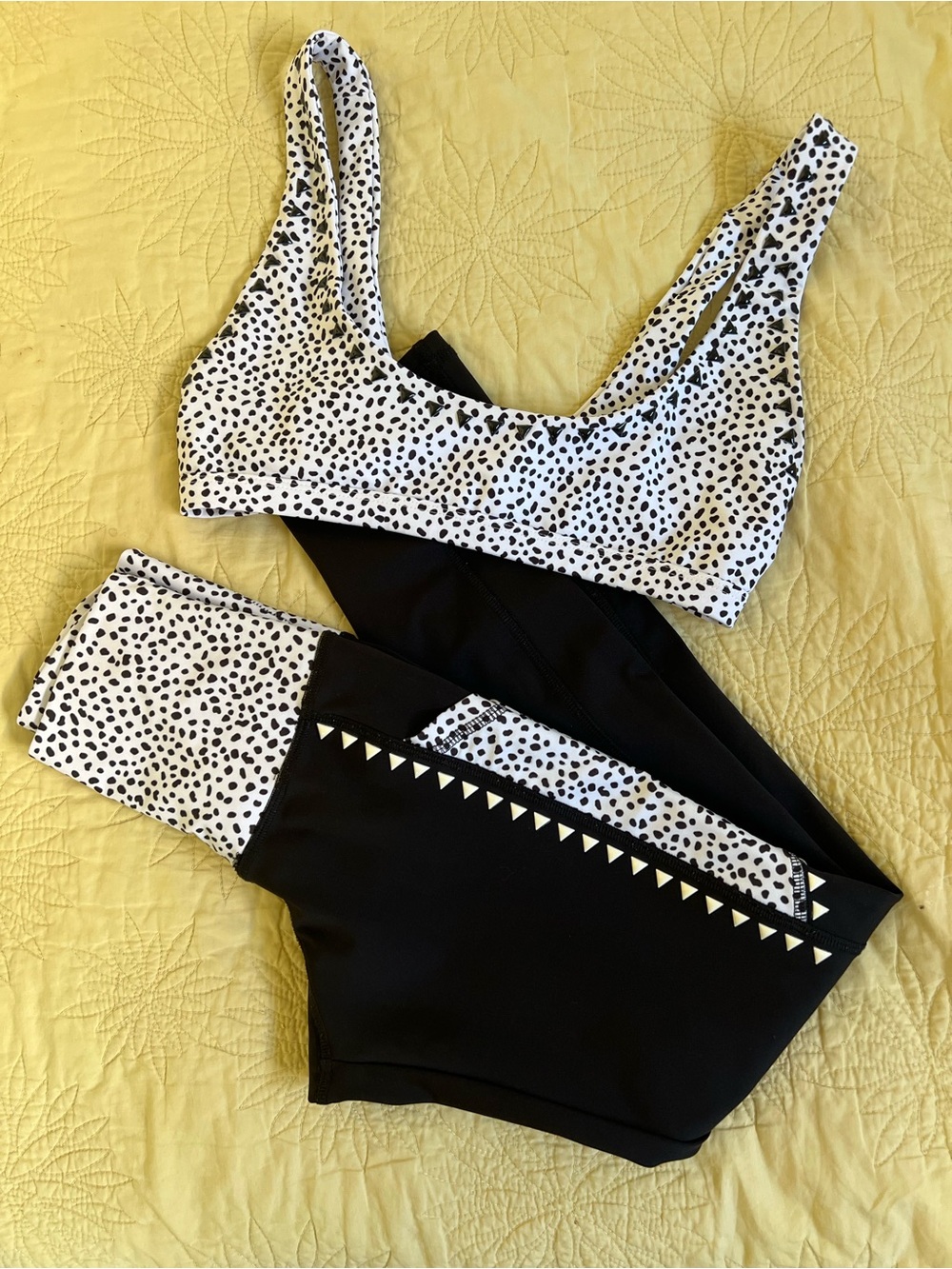 Beach Riot Black & White Dalmatian Print Leggings Set